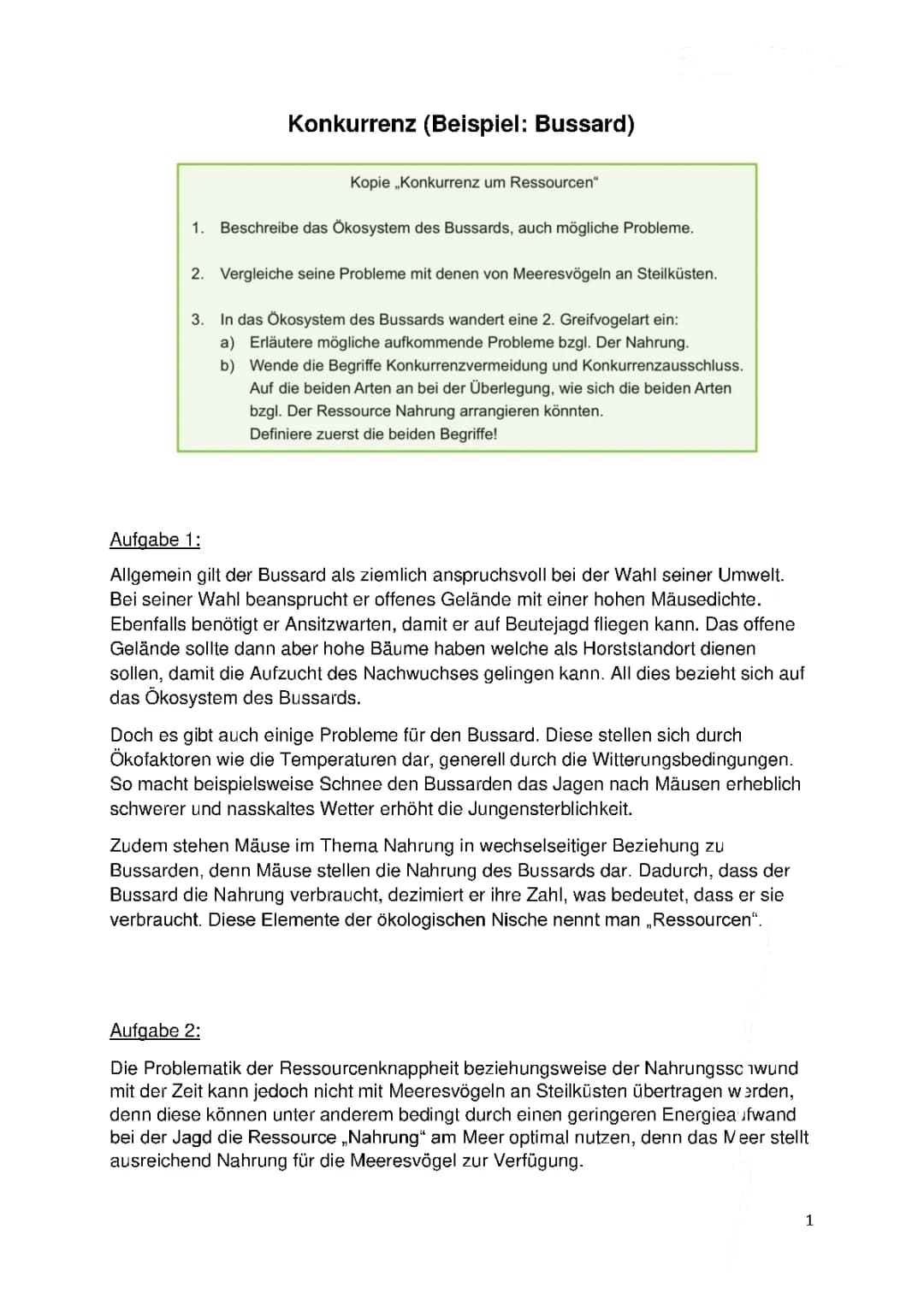 Alles über Bussarde: Intraspezifische und Interspezifische Konkurrenz erklärt