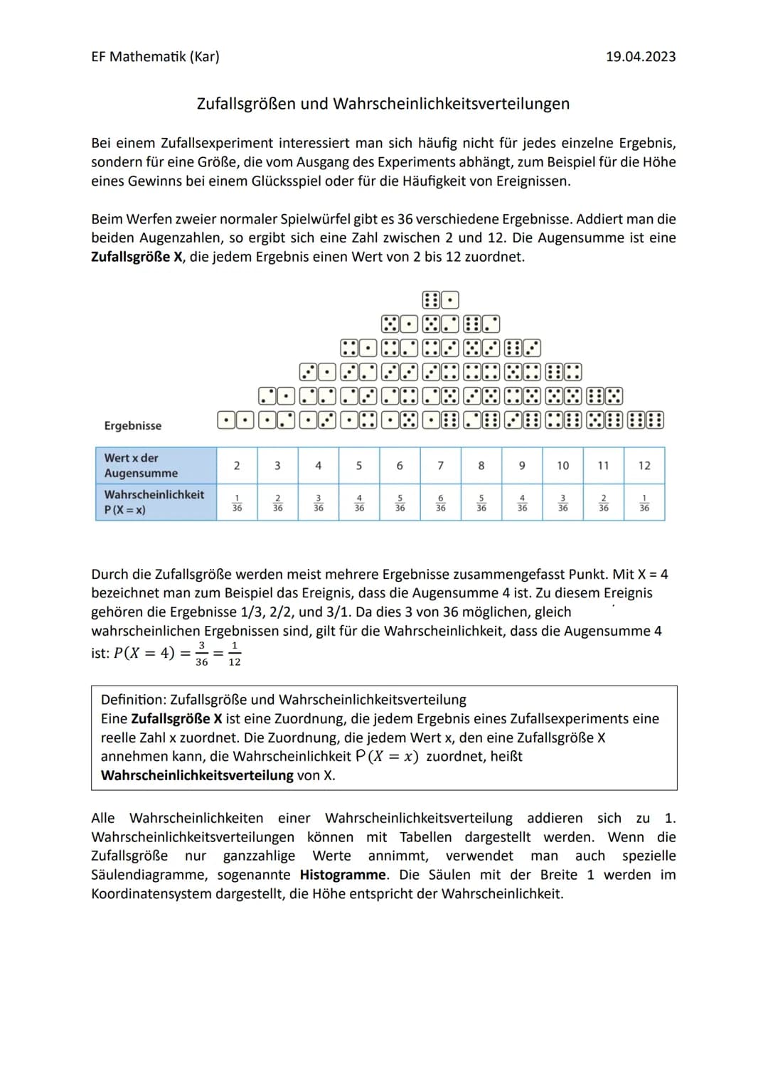Bedingte Wahrscheinlichkeit
→ beschreibt die Wahrscheinlichkeit, dass ein Ergeignis B eintritt
unter der Bedingung, dass das Ereignis A scho