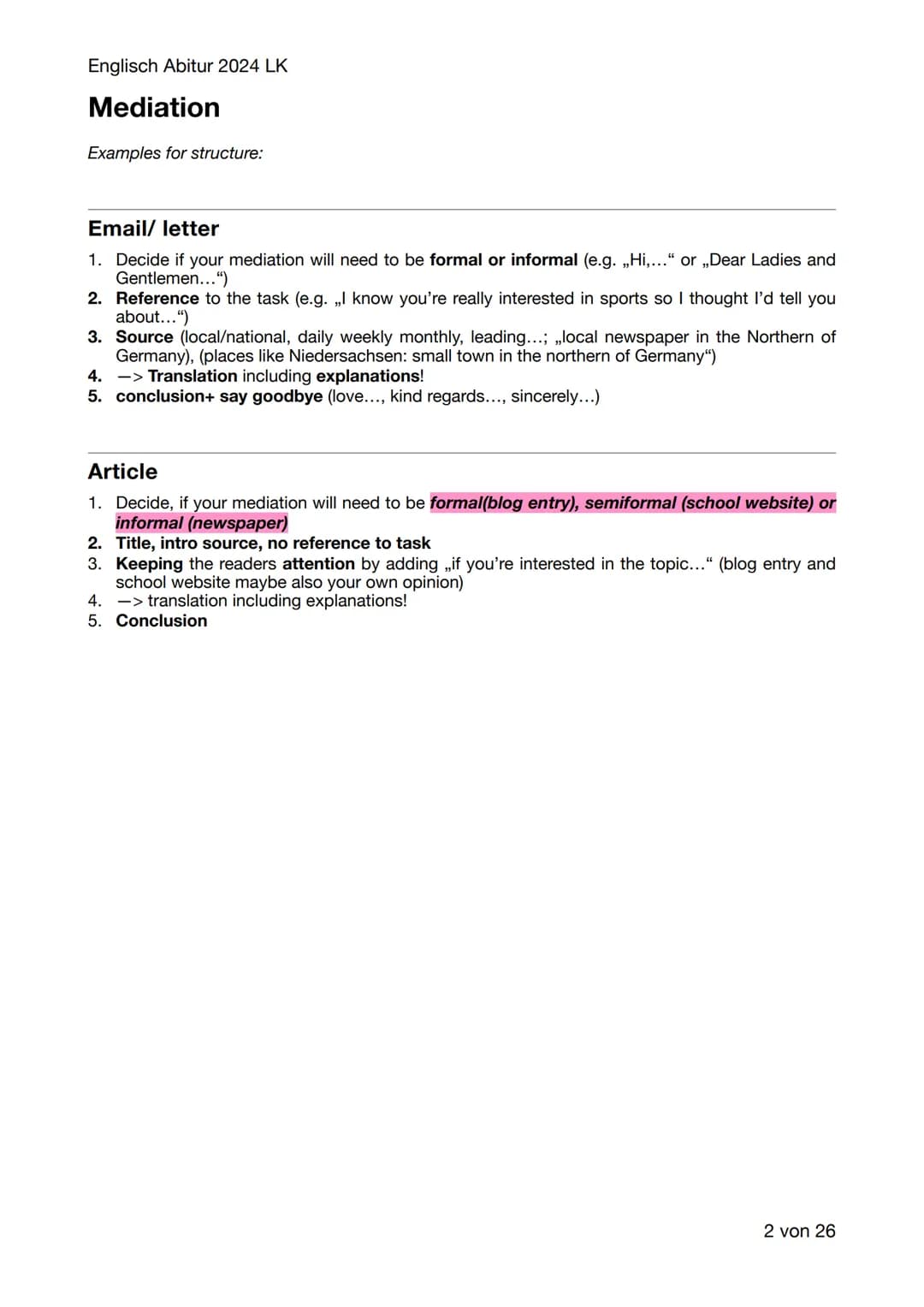 Englisch Abitur 2024 LK
Englisch Abitur Lernzettel
Inhaltsverzeichnis:
- Mediation
-
Language analysis
Vocabulary
Schwerpunktthema 1:
Britai