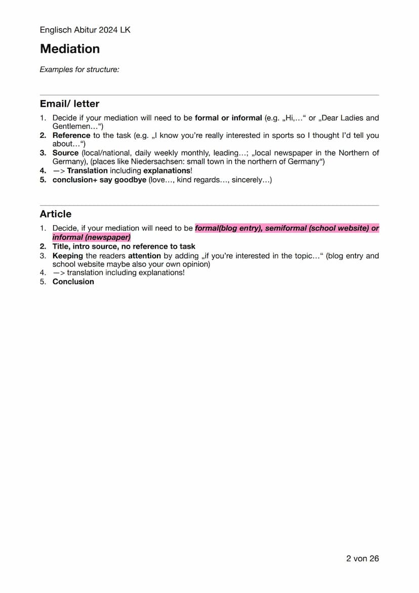 Englisch Abitur 2024 LK
Englisch Abitur Lernzettel
Inhaltsverzeichnis:
- Mediation
-
Language analysis
Vocabulary
Schwerpunktthema 1:
Britai