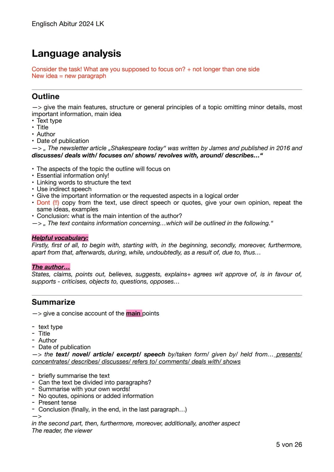 Englisch Abitur 2024 LK
Englisch Abitur Lernzettel
Inhaltsverzeichnis:
- Mediation
-
Language analysis
Vocabulary
Schwerpunktthema 1:
Britai