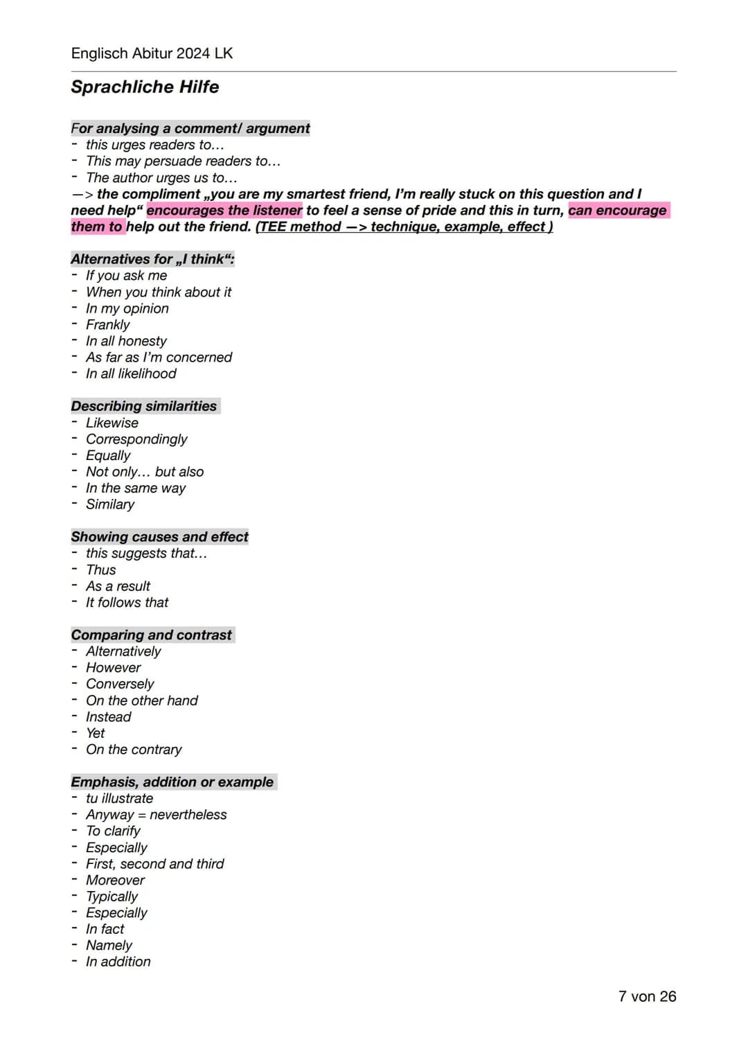 Englisch Abitur 2024 LK
Englisch Abitur Lernzettel
Inhaltsverzeichnis:
- Mediation
-
Language analysis
Vocabulary
Schwerpunktthema 1:
Britai