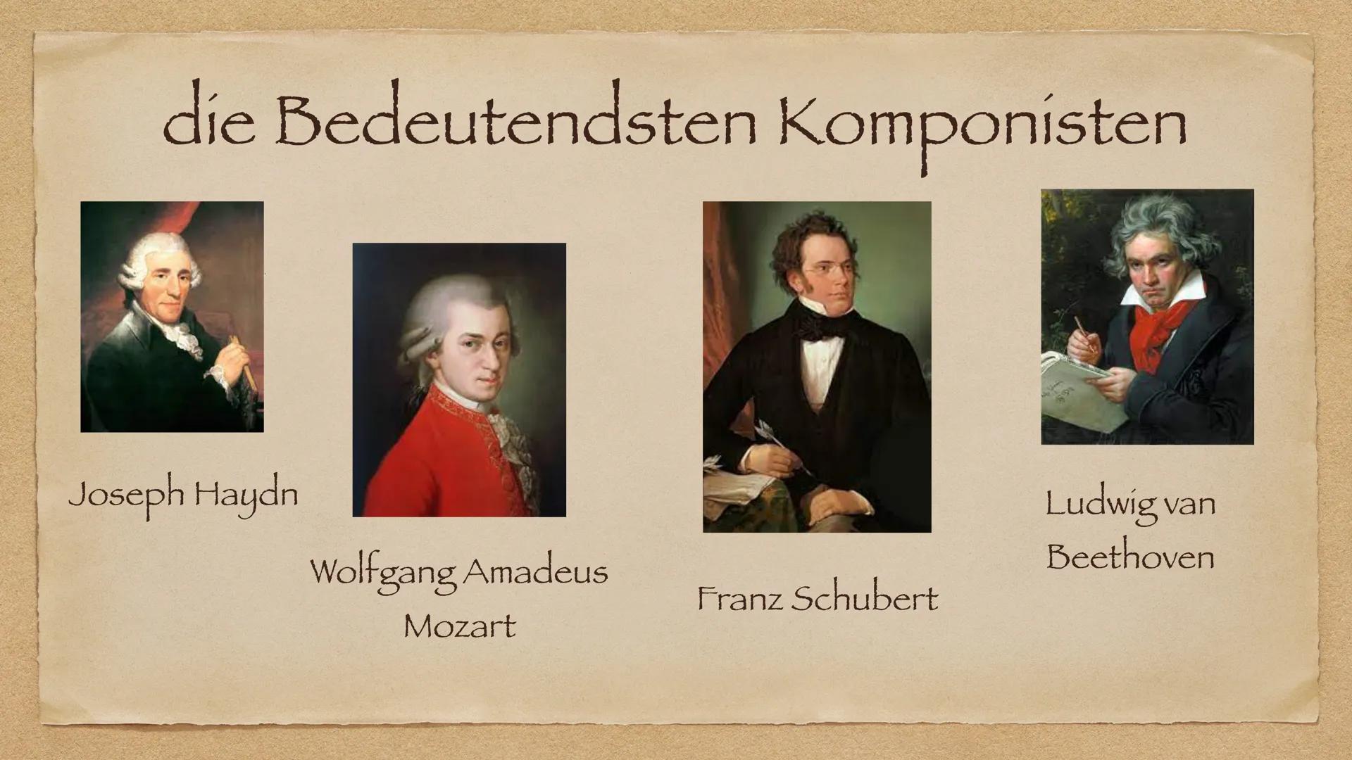 Klassik Gliederung

• Definition/Bedeutung

◆ Merkmale

• Klassik-Epochen

• Die bedeutendsten Komponisten der Klassik

• Wichtigsten Gattun