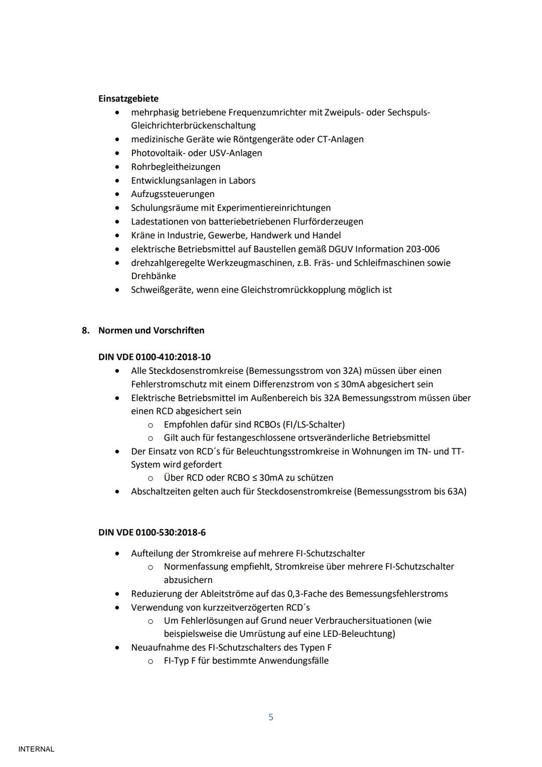 INTERNAL
1. Definition
Der Fehlerstrom Schutzschalter (FI) auch residual current device (RCD) genannt, sorgt dafür,
dass bei einem Fehlerstr