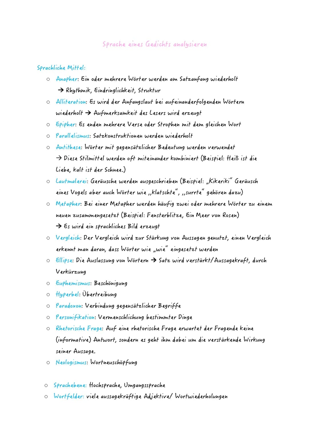 Gedichte analysieren 