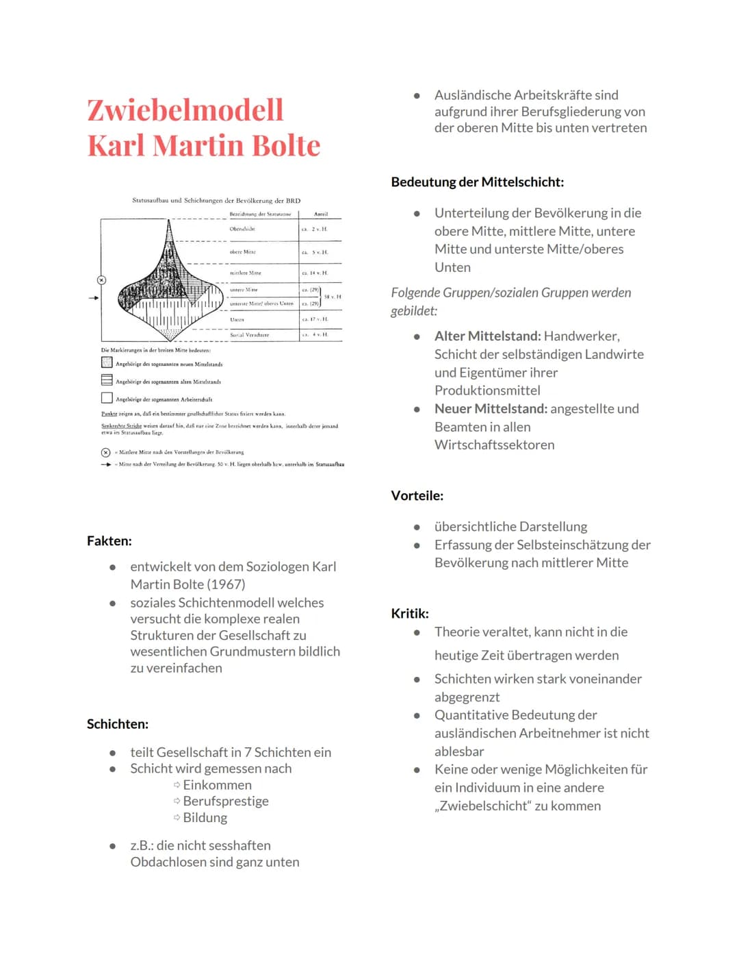 
<p>Das Zwiebelmodell von Karl Martin Bolte ist eine Darstellung der Schichtungen und des Statusaufbaus der Bevölkerung in der Bundesrepubli