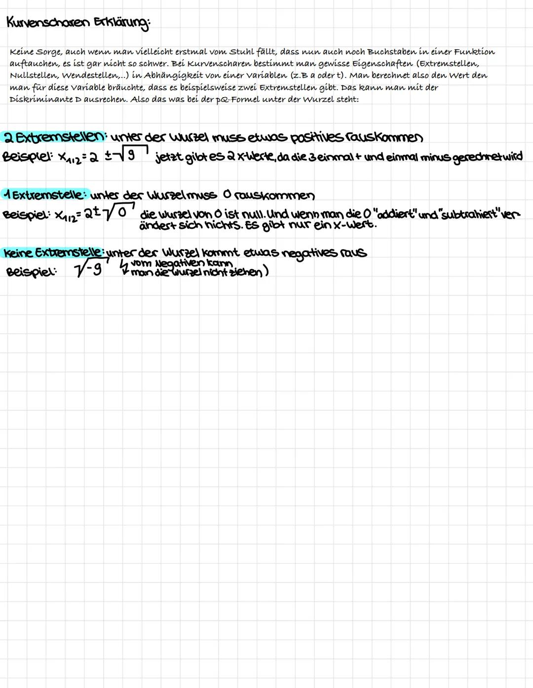 Schritt für Schritt Anleitung anhand eines Beispiels:
untersuchen Sie die Anzahl der Extremstellen in Abhängigkeit vont
fcx)=tx+4x²+2x²
KURV