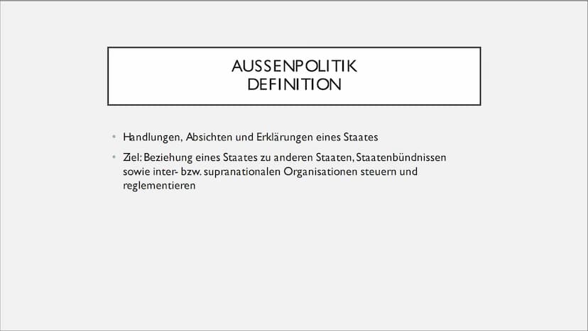 DEM DEUTSCHEN VOLK
DEUTSCHE AUSSEN- UND
SICHERHEITSPOLITIK 1. Außenpolitik
Definition
●
●
●
●
●
●
2. Sicherheitspolitik
Definition
Ziele / I