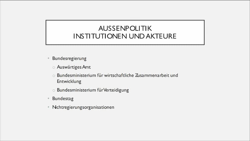 DEM DEUTSCHEN VOLK
DEUTSCHE AUSSEN- UND
SICHERHEITSPOLITIK 1. Außenpolitik
Definition
●
●
●
●
●
●
2. Sicherheitspolitik
Definition
Ziele / I