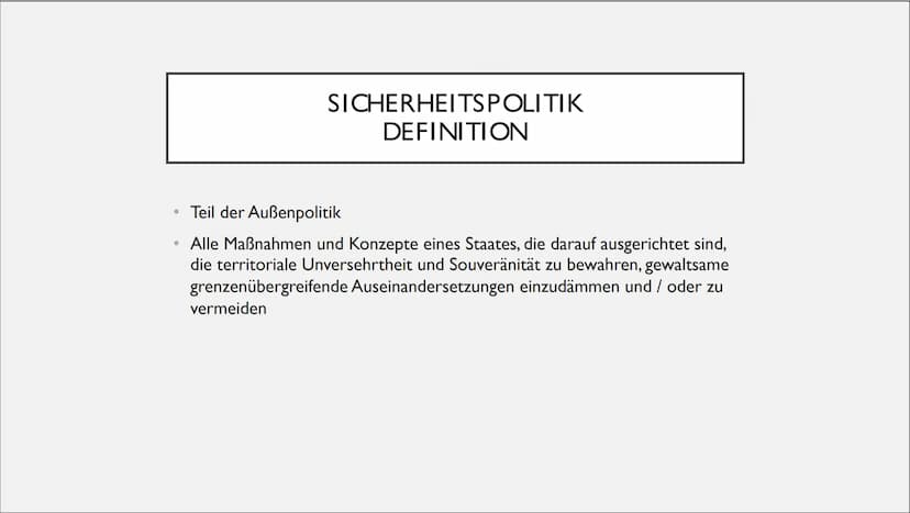DEM DEUTSCHEN VOLK
DEUTSCHE AUSSEN- UND
SICHERHEITSPOLITIK 1. Außenpolitik
Definition
●
●
●
●
●
●
2. Sicherheitspolitik
Definition
Ziele / I