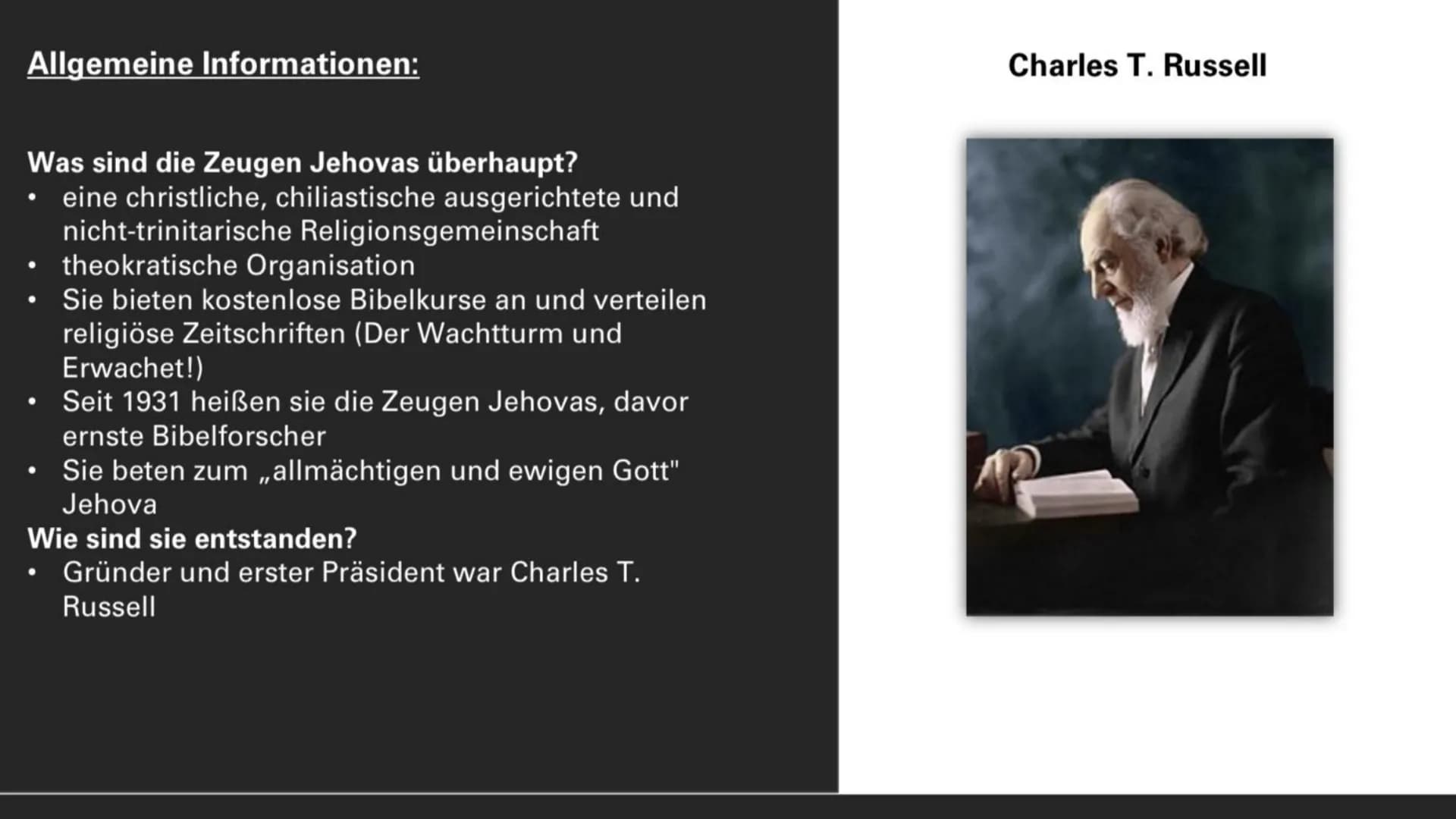 Wer sind die Zeugen Jehovas? INHALTSVERZEICHNIS
Allgemeine Informationen
-Mitglieder und Infos dazu
•Feste und Feiertage, Reglungen bei Beer