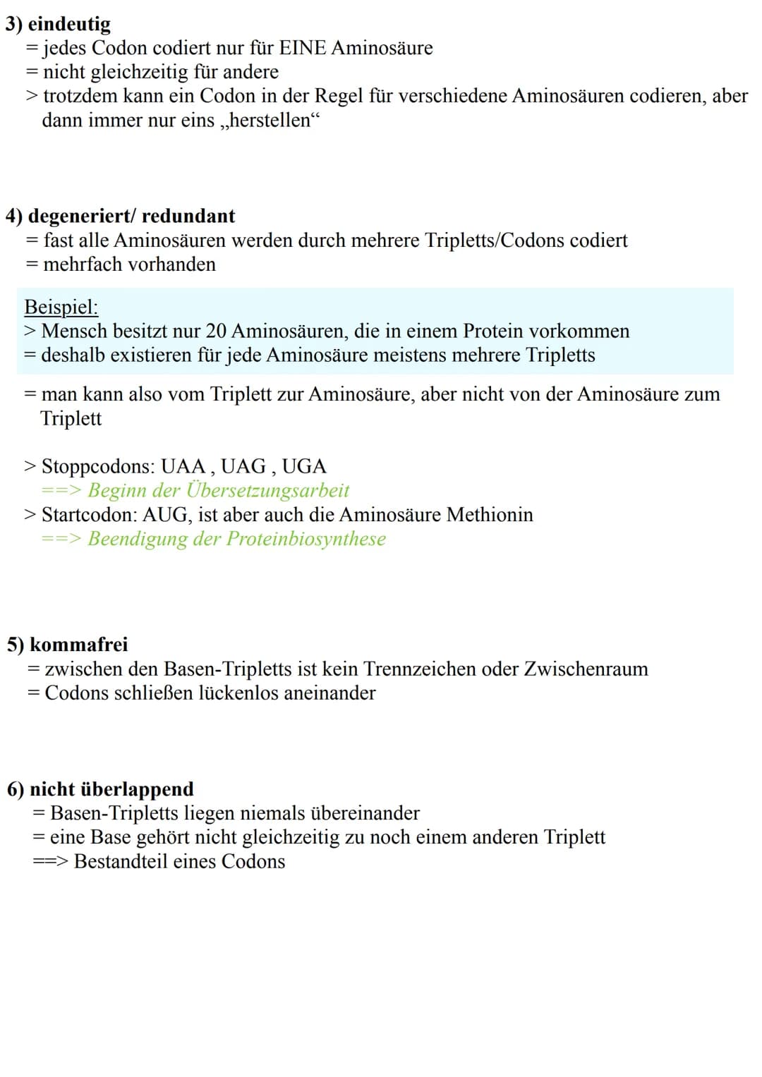 ECOCTISCHE CODE
> mRNA enthält nach der Transkription die Abschrift des Bauplans eines Polypeptids
> Struktur des Polypeptids durch die Reih