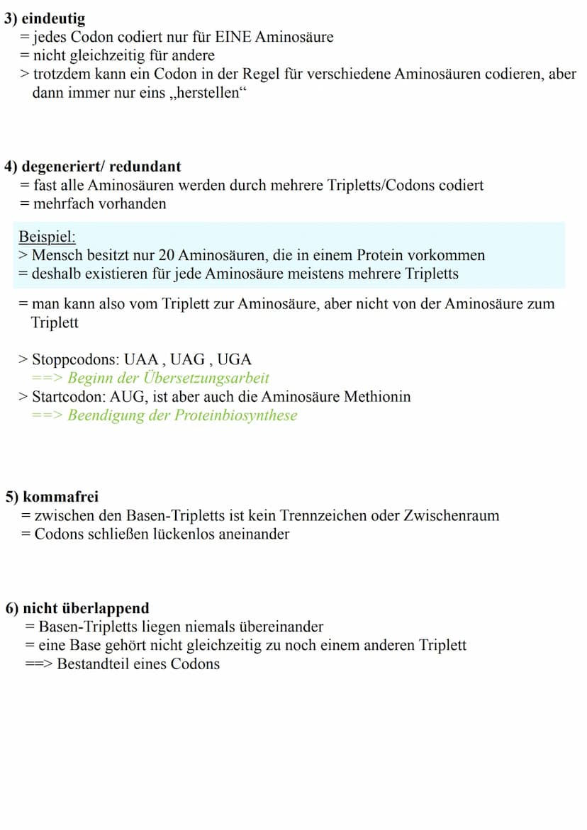 ECOCTISCHE CODE
> mRNA enthält nach der Transkription die Abschrift des Bauplans eines Polypeptids
> Struktur des Polypeptids durch die Reih
