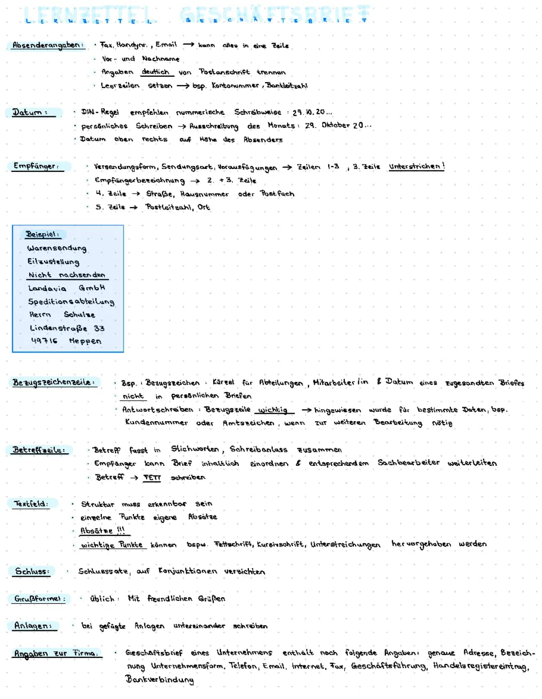 Geschäftsbrief Aufbau 