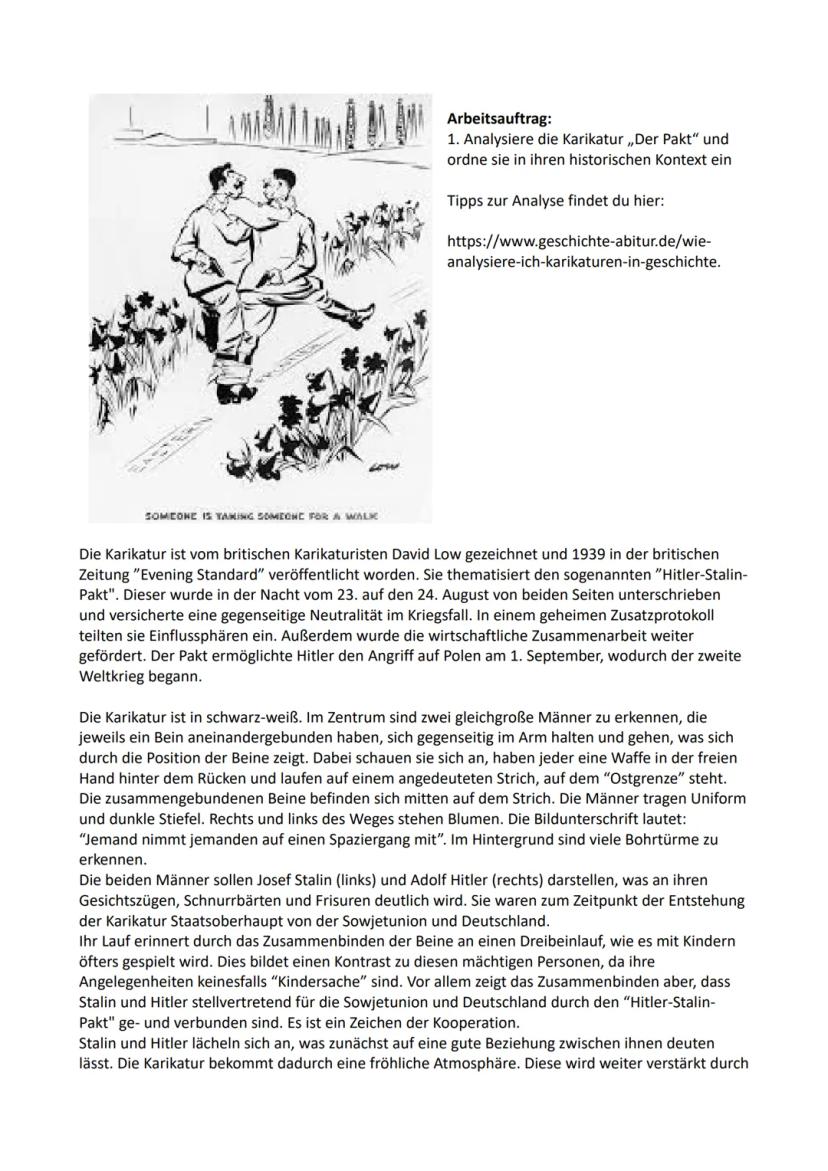 Einfach erklärt HitlerStalinPakt Einfach Erklärt und Karikaturanalyse (Geschichte) Knowunity