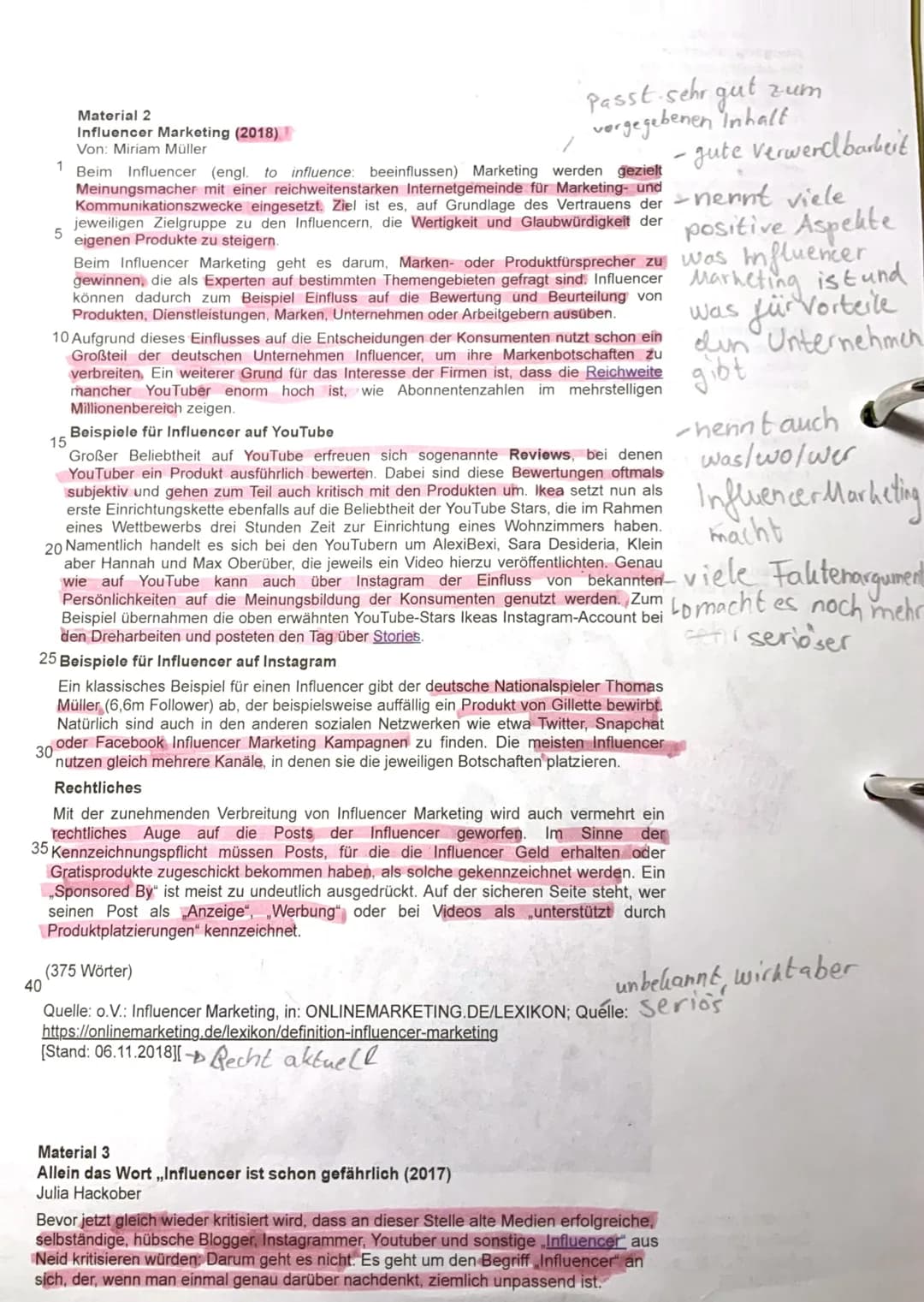  Klausur Deutsch/Politik
Thema: Materialgestütztes Schreiben
Ausgangssituation:
Sie arbeiten an Ihrer Berufsschule an einer Projektwoche zum