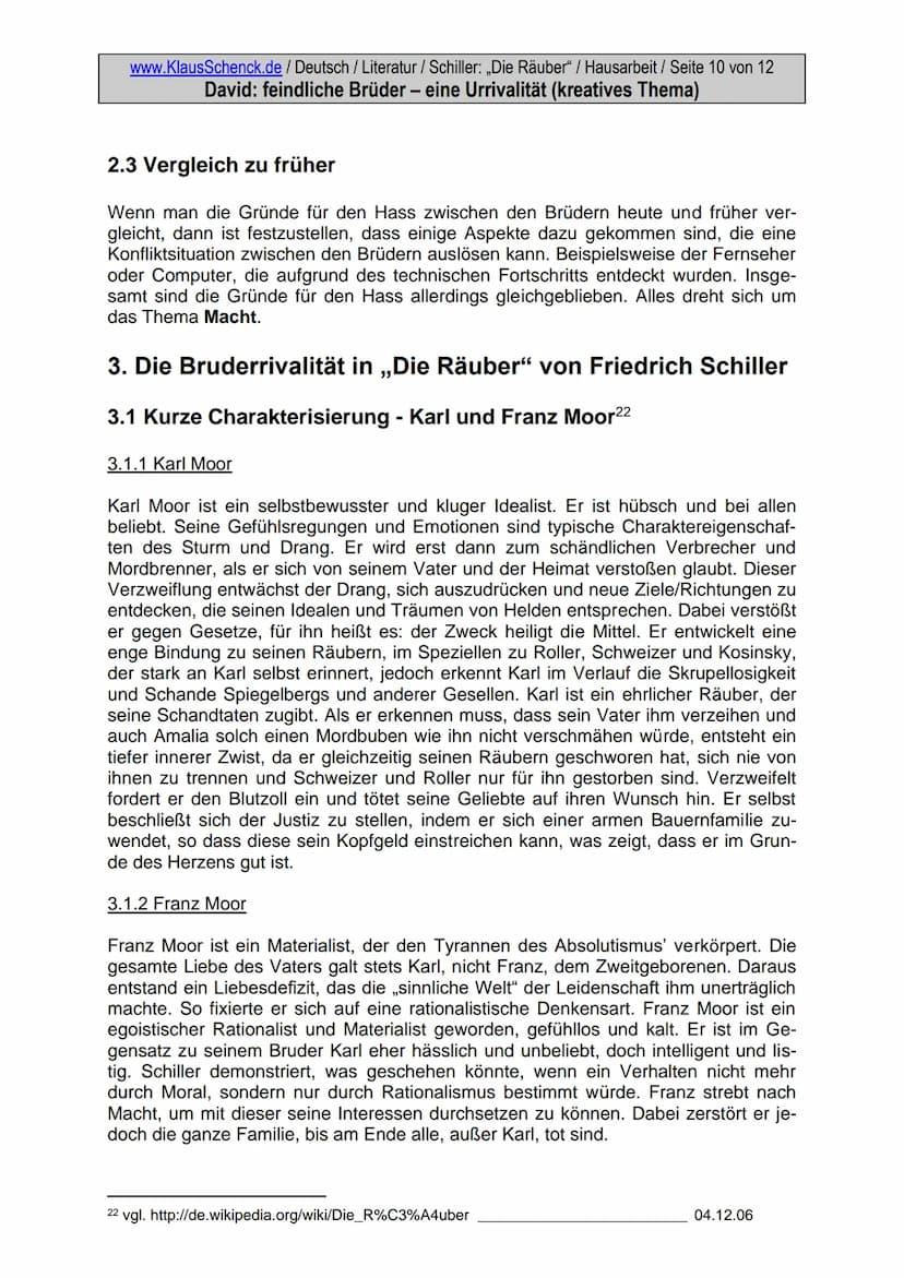 Werk:
Thema:
Verfasser der HA:.
Klasse:
Schule:
Fach:.
Fachlehrer:.
Abgabetermin:...
.Schiller: ,,Die Räuber"
Feindliche Brüder- eine Urriva
