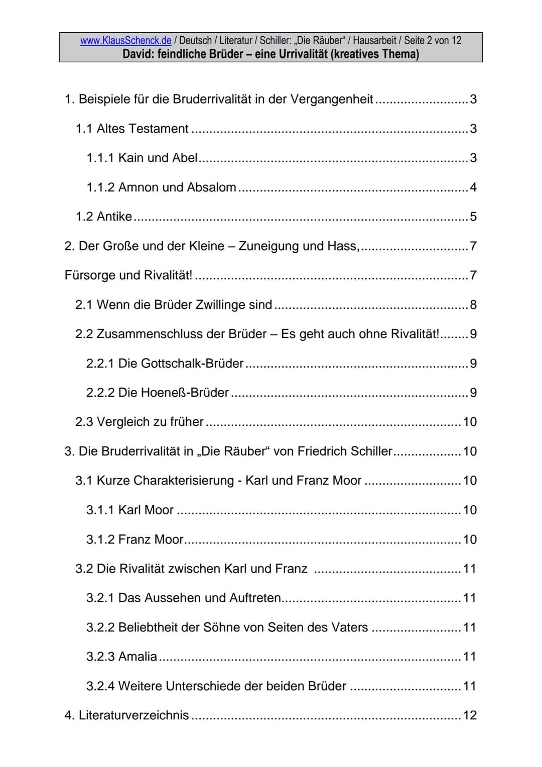 Werk:
Thema:
Verfasser der HA:.
Klasse:
Schule:
Fach:.
Fachlehrer:.
Abgabetermin:...
.Schiller: ,,Die Räuber"
Feindliche Brüder- eine Urriva