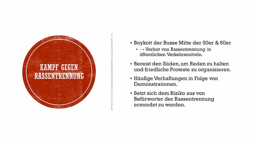 MARTIN LUTHER KING
Marie & Andreas INHALTSVERZEICHNIS
▪ Steckbrief
Grundlage der Zeit/ Rassentrennung
▪ Einflüsse
▪ Kampf gegen Rasentrennun