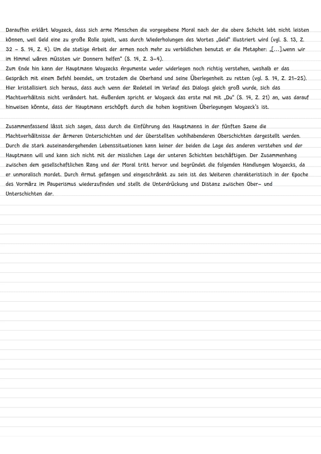 Szene 5
Die fünfte Szene des Dramas ,,Woyzeck" aus der Epoche des Vormärz, geschrieben von Georg Büchner und erstmals
veröffentlicht im Jahr