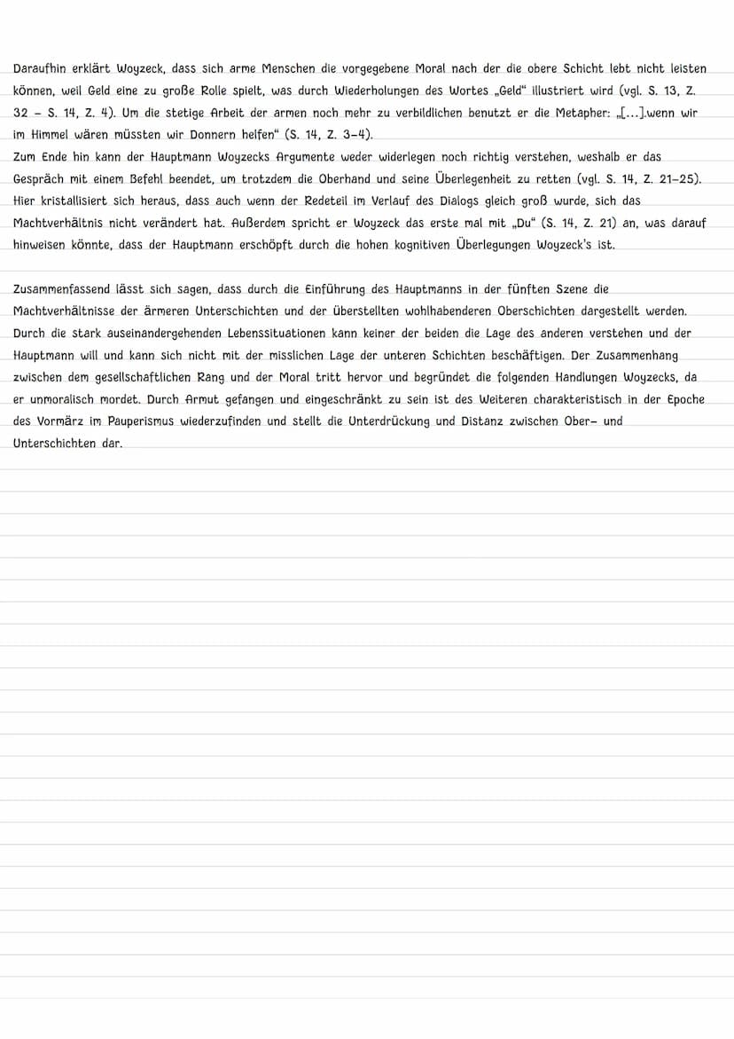 Szene 5
Die fünfte Szene des Dramas ,,Woyzeck" aus der Epoche des Vormärz, geschrieben von Georg Büchner und erstmals
veröffentlicht im Jahr