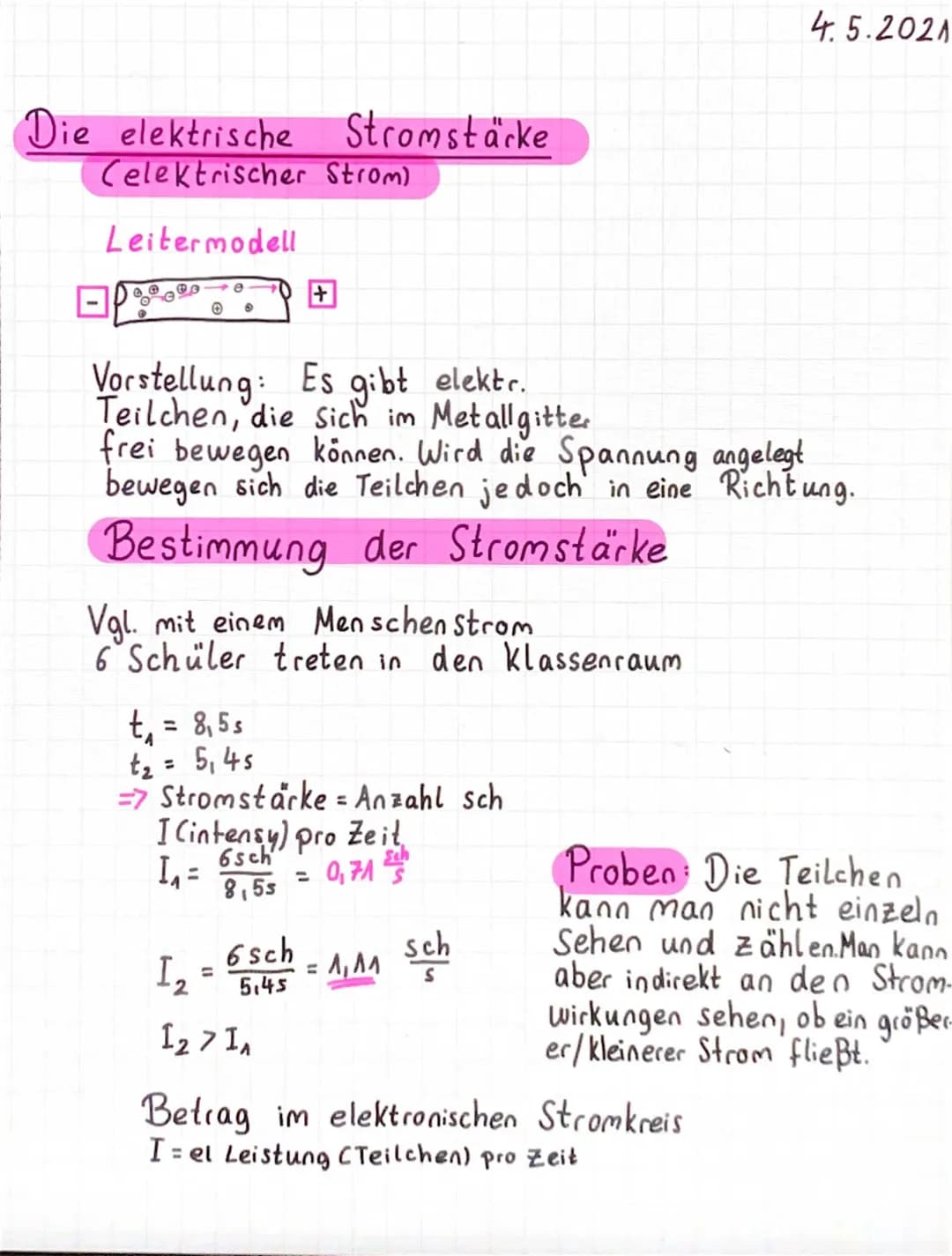 die elektrische stromstärke