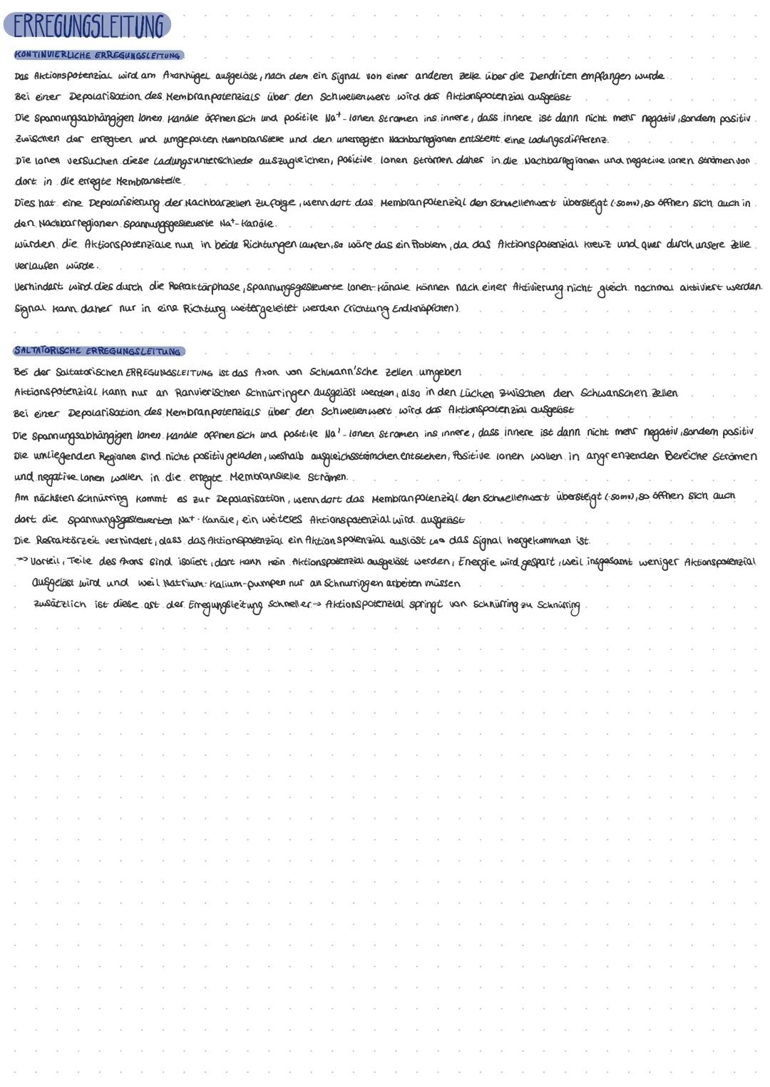 # ERREGUNGSLEITUNG

KONTINVIERLICHE ERREGUNGSLEITUNG

Das Aktionspotenzial wird am Axannügel ausgelöst, nach dem ein signal von einer andere