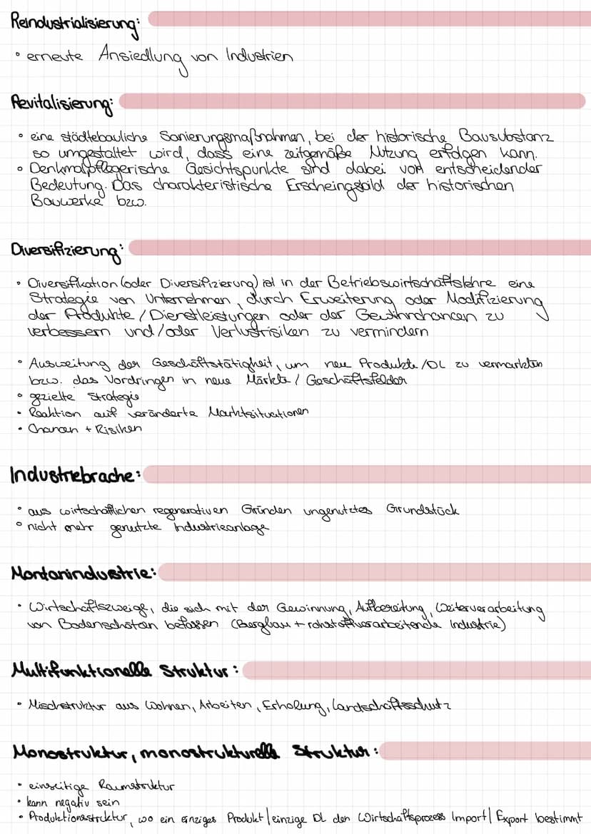 Strukturwandel
•Industrialisierung Gründe
Deindustrialisierung
Reindustrialisierung Avewege
·Prozess der Tennorisierung
•Revitalisierung (Vi