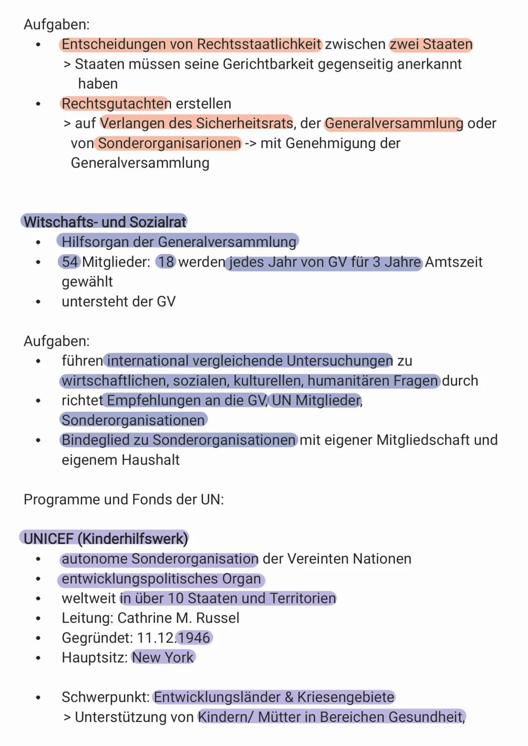 Das Sekreteriat
●
●
●
=> wichtige Rolle in der Weltpolitik
●
Die Generalversammlung
●
●
wichtigste Verwaltungsorgan der VN
5. Hauptorgan -> 