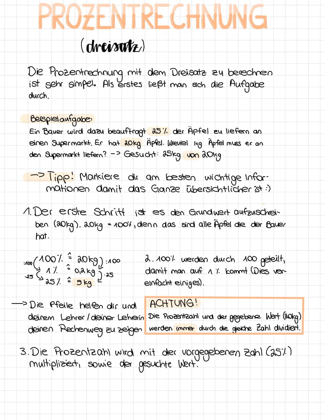 (dreisatz)
Die Prozentrechnung mit dem Dreisatz zu berechnen
ist sehr simpel. Als erstes ließt man ach die Aufgabe
durch.
PROZENTRECHNUNG
Be