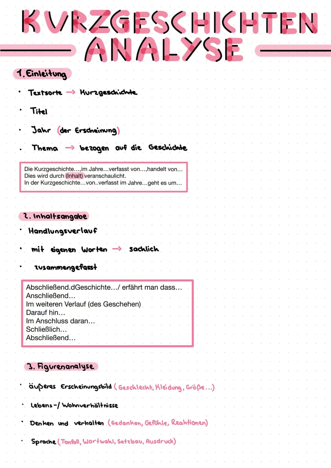 KURZGESCHICHTEN
ANALYSE
1. Einleitung
Textsorte Kurzgeschichte
Titel
Jahr der Erscheinung)
Thema bezogen auf die Geschichte
Die Kurzgeschich