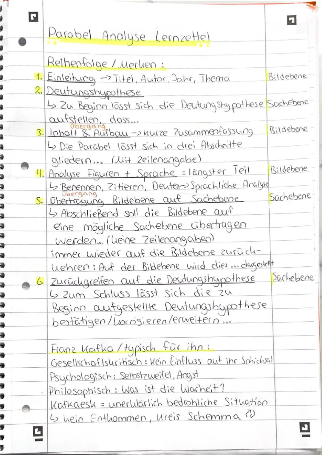 Deutsch Parabel Analyse (Franz Kafka) 10 Klasse