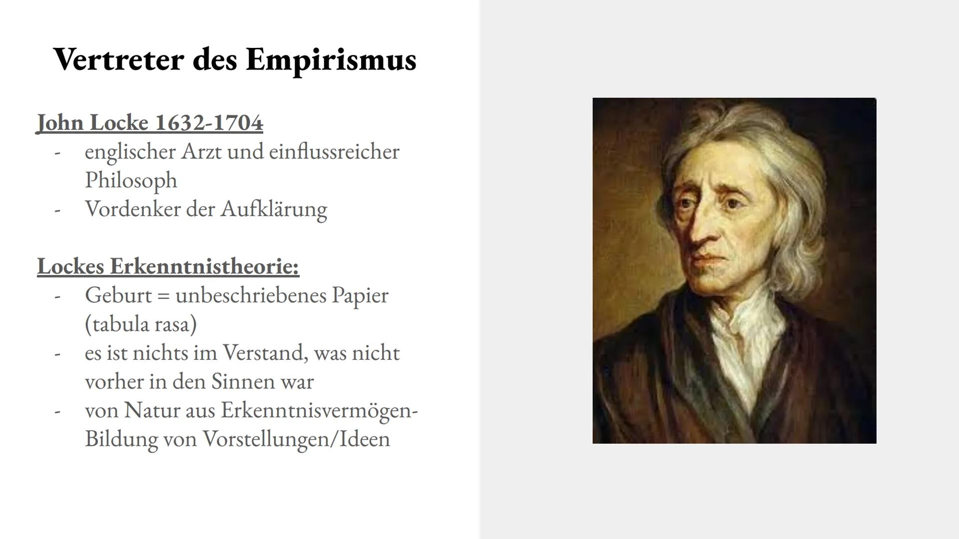 Empirismus Inhaltsverzeichnis
-
-
Definition
Vertreter des Empirismus
Aristoteles
Aristoteles Aristoteles Locke
Empirismus vs Rationalismus
