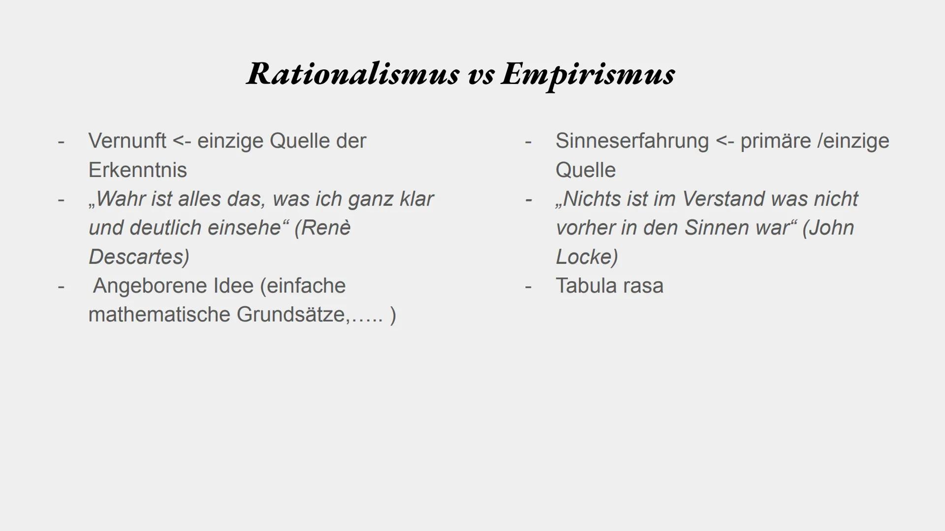 Empirismus Inhaltsverzeichnis
-
-
Definition
Vertreter des Empirismus
Aristoteles
Aristoteles Aristoteles Locke
Empirismus vs Rationalismus
