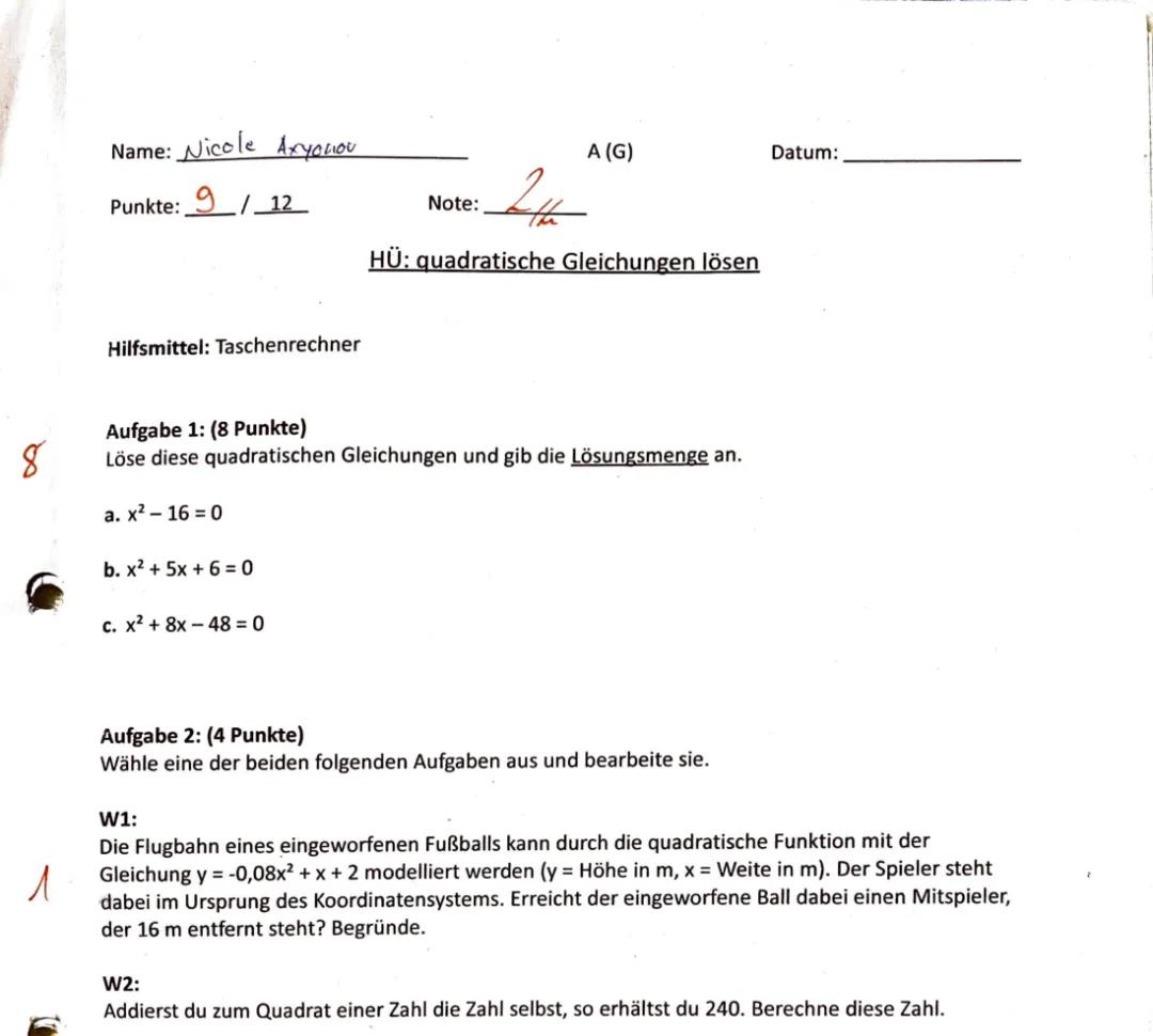 Quadratische Gleichungen leicht verstehen: Beispiele, Aufgaben und Lösungen