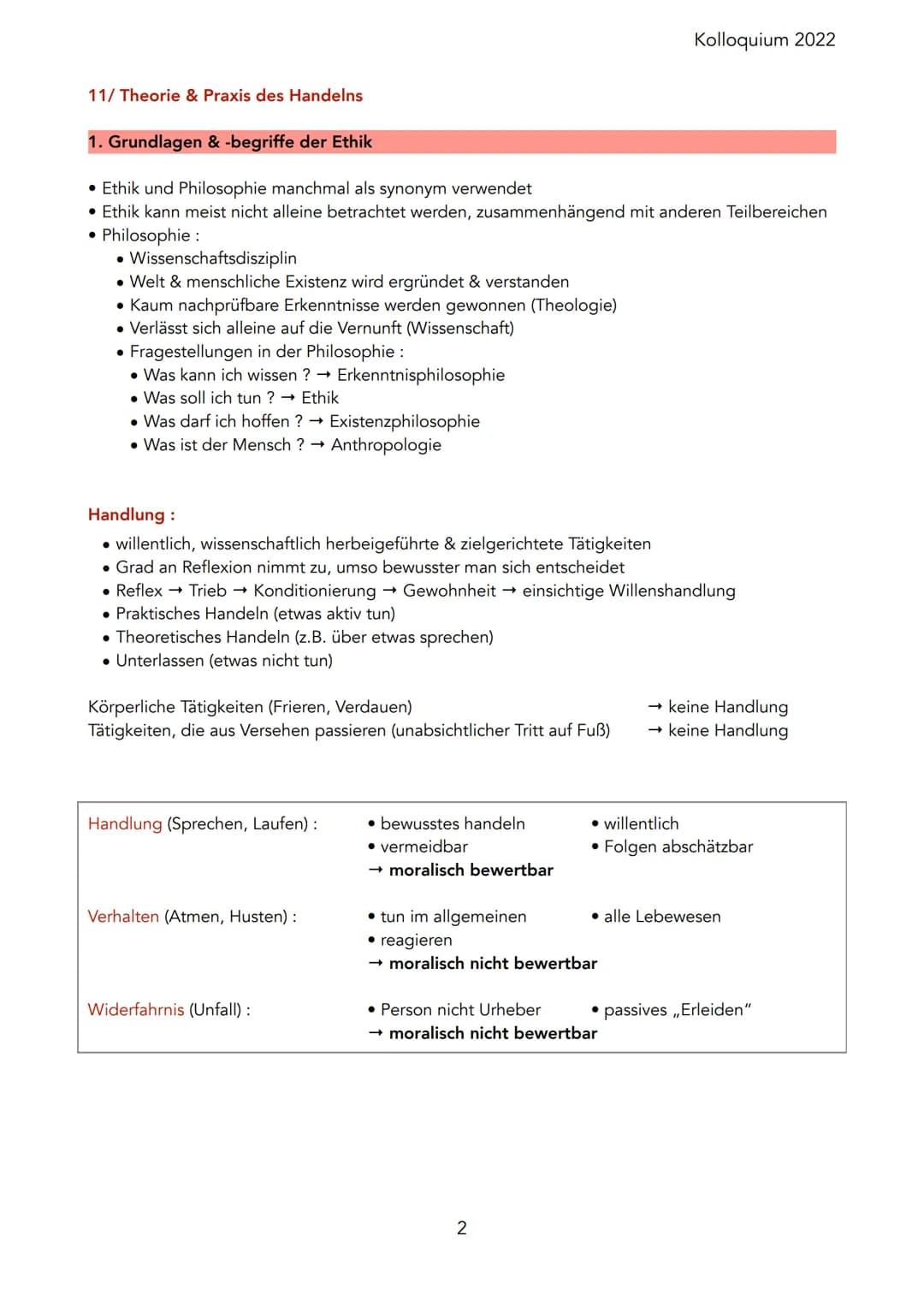 11/1 Theorie & Praxis des Handelns
1. Grundlagen & -begriffe der Ethik (S. 2 - 4)
2. Grundpositionen der philosophischen Ethik (S. 5 - 12)
3