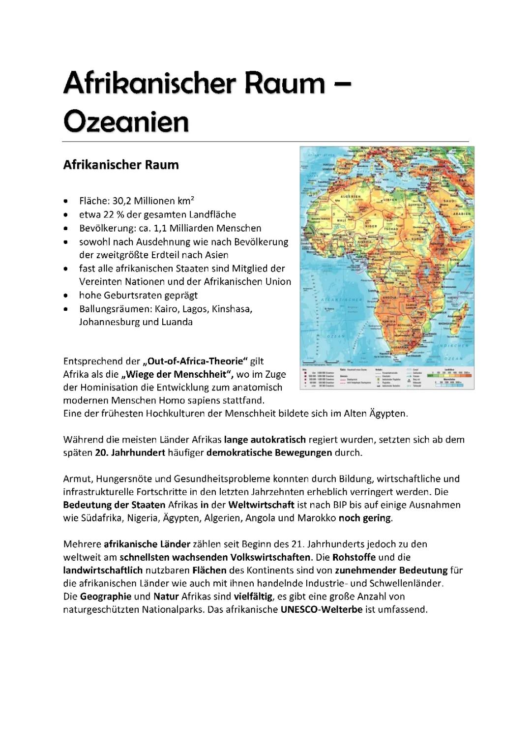 Topographie Afrika für die 7. Klasse: Arbeitsblatt mit Lösungen und Karten