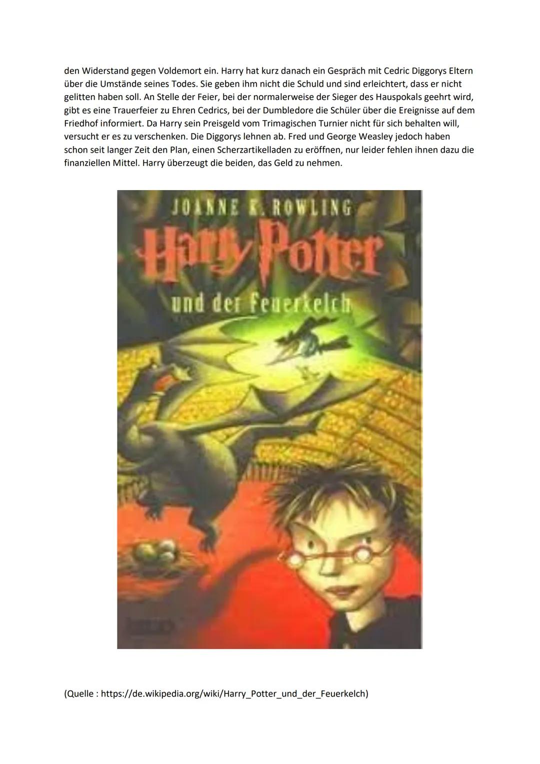 Harry Potter und der Feuerkelch
Harry hat in seinen Schulferien, die er, wie üblich, bei den Dursleys verbringt, einen sehr seltsamen
und le