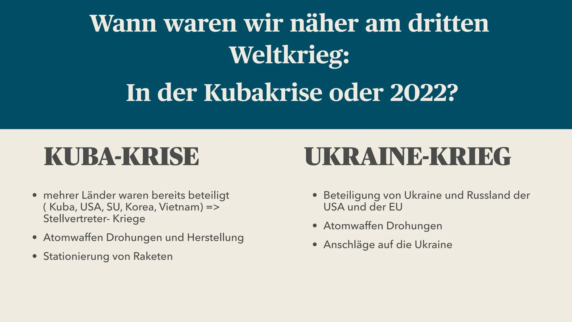 weres Aus-
cungsmaterial
Kubakrise
Vorrichtungen
5 Raketen-Monta
Anlagen
20 Treibsto
Tanks
Rakete
porter EASTWEST
HANDS OFF
CUBA
NO WAR
over