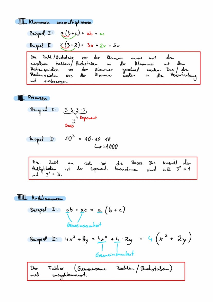 1. Klassenarbeit
Beispiel II:
Mathe
I. Gleichungen lösen (Äquivalent operationen)
Beispiel I: 3x - 7=23 +7
<=> 3x
= 30
3
= 10
muss
X
GSx
<=>