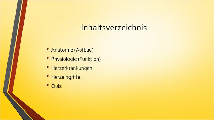 Herz ●
Anatomie (Aufbau)
Physiologie (Funktion)
Herzerkrankungen
● Herzeingriffe
Inhaltsverzeichnis
Quiz Anatomie Steckbrief
• Grösse: gesch