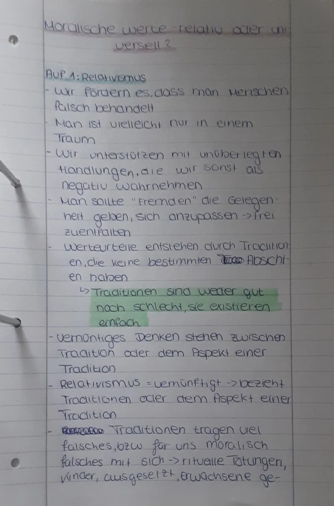 Moralische werte relativ oder uni
versell 2
Auf 1: Relativismus
Wir fordern es, dass man Menschen
falsch behandelt
Man ist vielleicht nur in