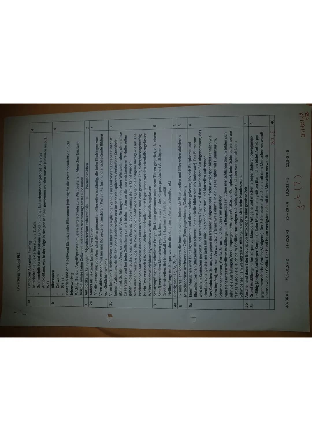 9L2 (Re)
Name:
Lisa Holm
Biologieklausur Nr. 1
1.
Antibiotika
a) Erkläre, wie Antibiotika entdeckt wurden.
30.10.2018
Bearbeitungszeit: 45mi