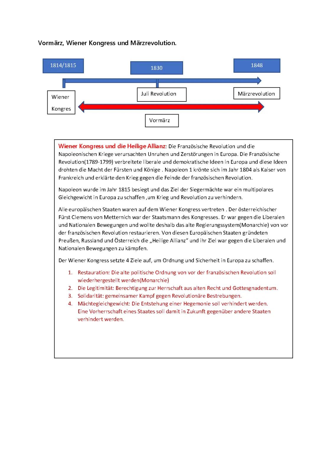Wiener Kongress, Vormärz und Märzrevolution 