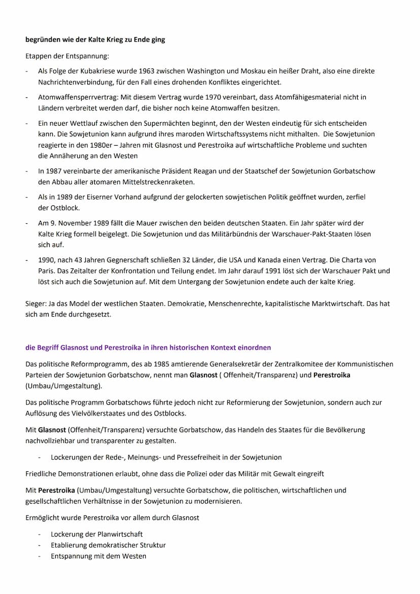 Ost-West-Konflikt/ Blockkonfrontation/ Kalter Krieg
den Begriff und die Entstehung des Kalten Krieges (Blockkonfrontation) erklären
Was war 