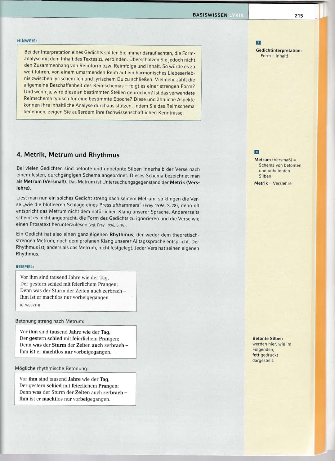 210
BASISWISSEN: Lyrik
1. Vom Gespräch mit dem Gedicht zur Interpretation
1. Textaufbereitung
(Lautes) Lesen (mehrfach)
▪ Beim Lesen wichtig