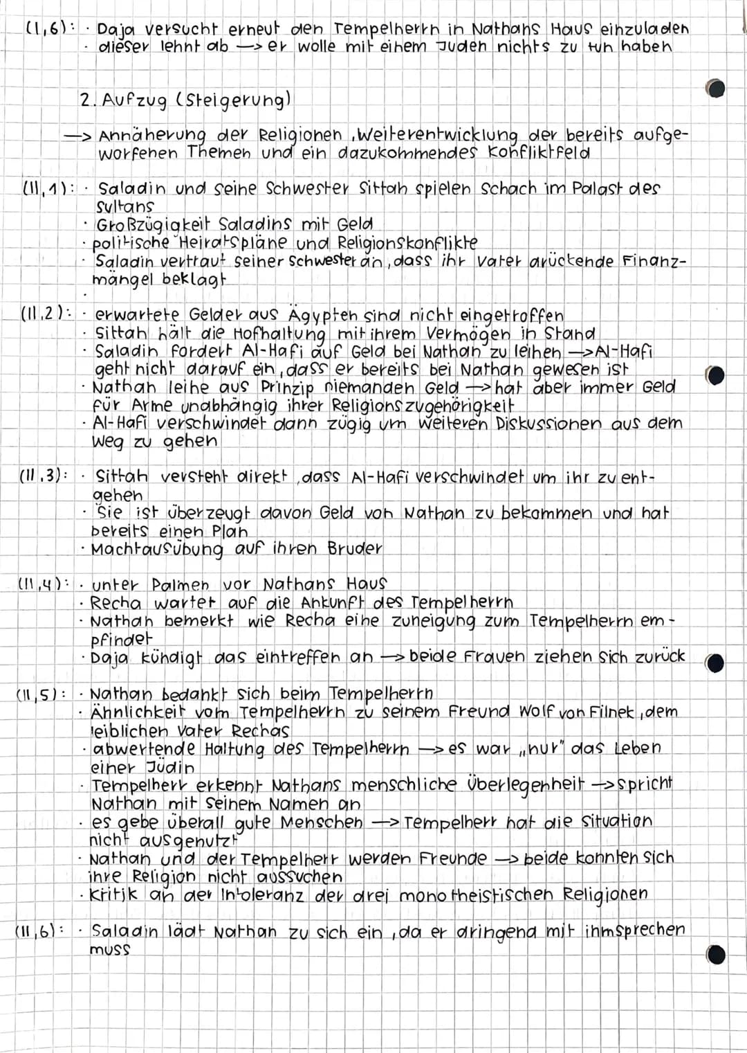 nathan der weise
Aufbau und Struktur
1. Aufzug (Exposition)
-> Einführung in Nathans Lebenswelt und Andeutung der Konfliktfelder
(1,11:
spie