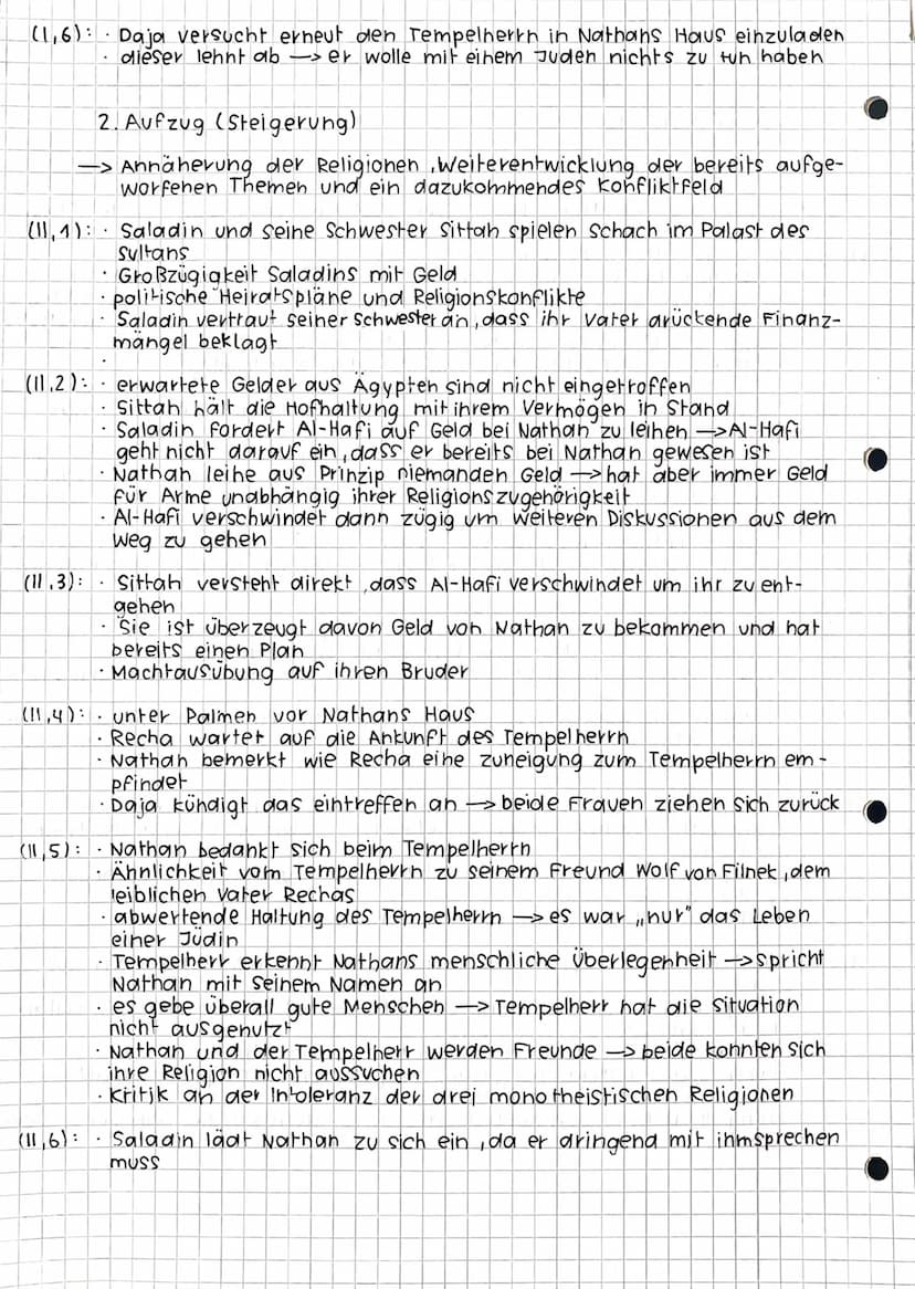 nathan der weise
Aufbau und Struktur
1. Aufzug (Exposition)
-> Einführung in Nathans Lebenswelt und Andeutung der Konfliktfelder
(1,11:
spie