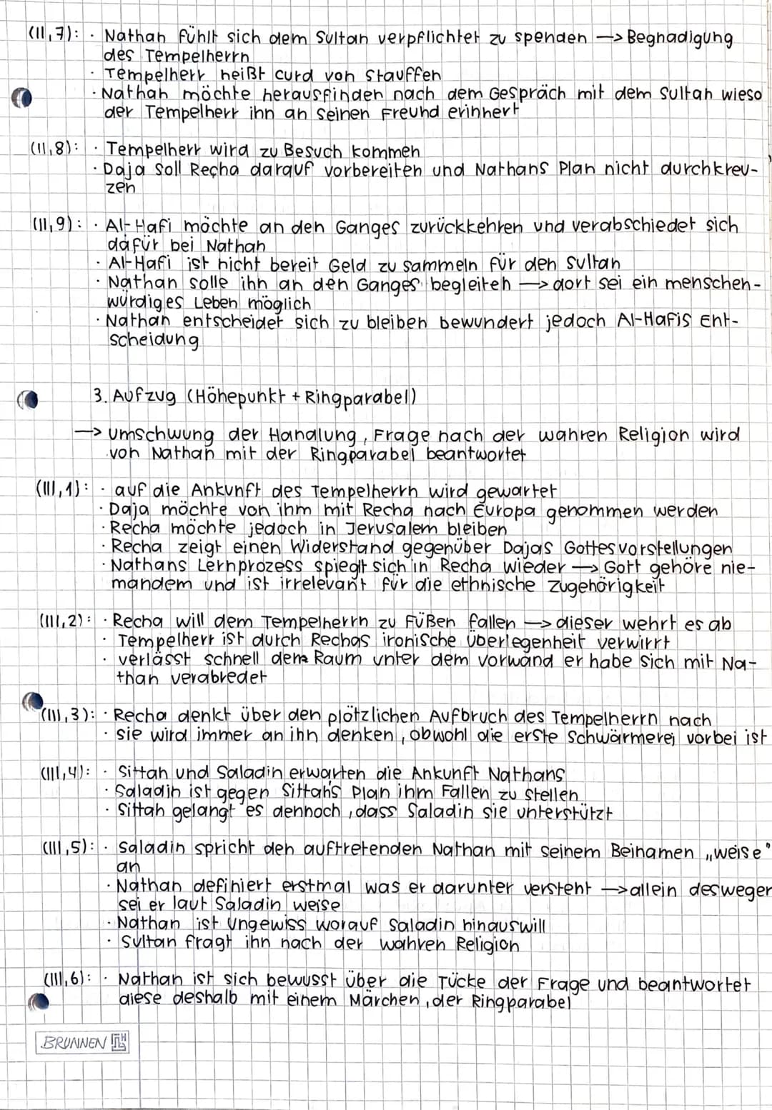 nathan der weise
Aufbau und Struktur
1. Aufzug (Exposition)
-> Einführung in Nathans Lebenswelt und Andeutung der Konfliktfelder
(1,11:
spie