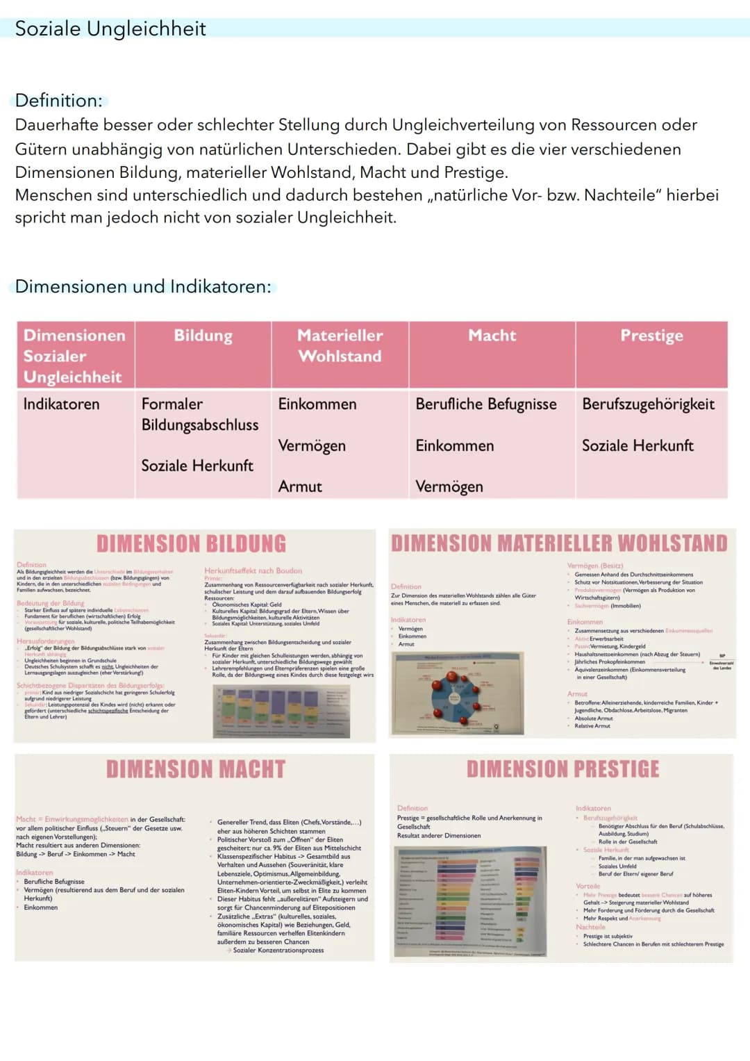 Soziale Ungleichheit
Definition:
Dauerhafte besser oder schlechter Stellung durch Ungleichverteilung von Ressourcen oder
Gütern unabhängig v